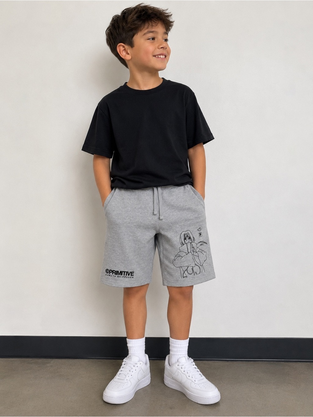 Primitive Gray Naruto Shippuden Men's Graphic Athletic Shorts